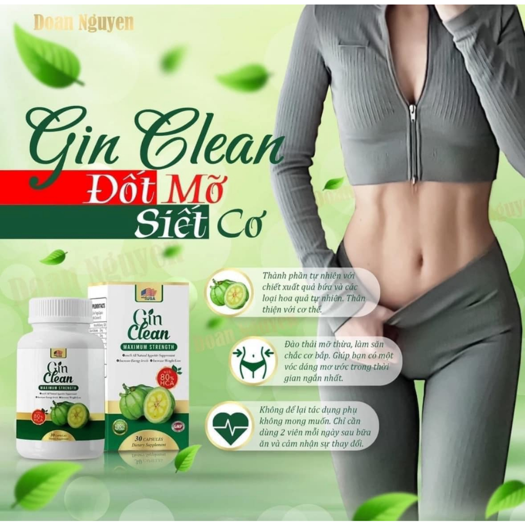 Viên Uống Giảm Cân Gin Clean Maximum Strength 30 Viên Chính Hãng Mỹ Giúp Giảm Cân Cấp Tốc