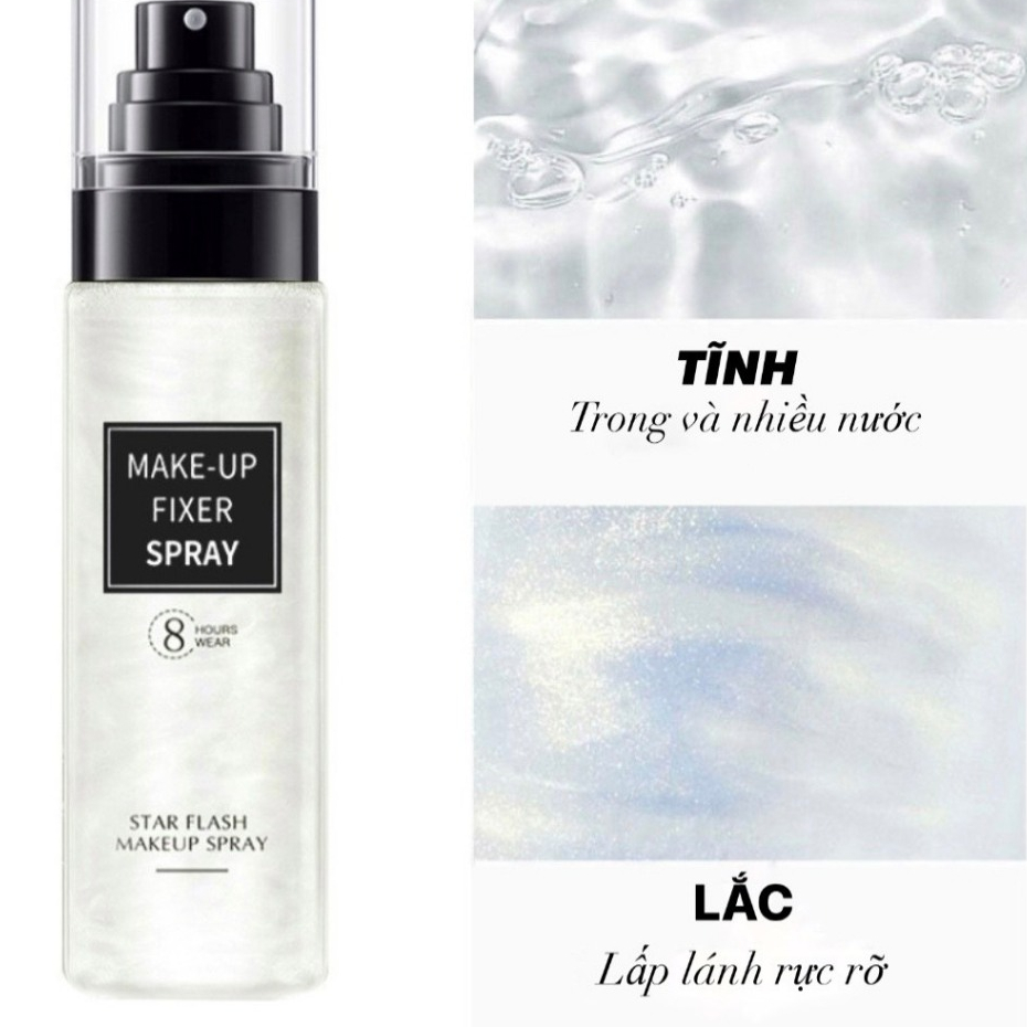 Xịt Khóa Nền Makeup Cố Định Lớp Trang Điểm Mịn, Lì, Lâu Trôi, Bắt Sáng Căng Bóng Da Suốt 8 Tiếng