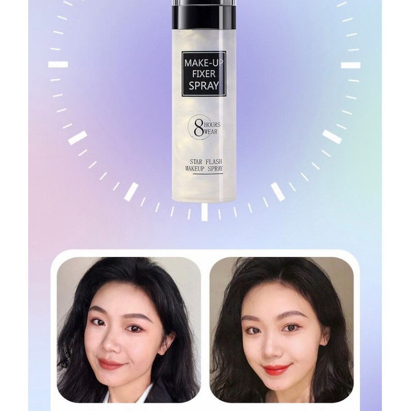 Xịt Khóa Nền Makeup Cố Định Lớp Trang Điểm Mịn, Lì, Lâu Trôi, Bắt Sáng Căng Bóng Da Suốt 8 Tiếng