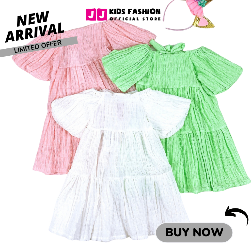 Đầm cho bé gái chất vải lụa nhúng thoáng mát mùa hè đáng yêu - JJ Kids