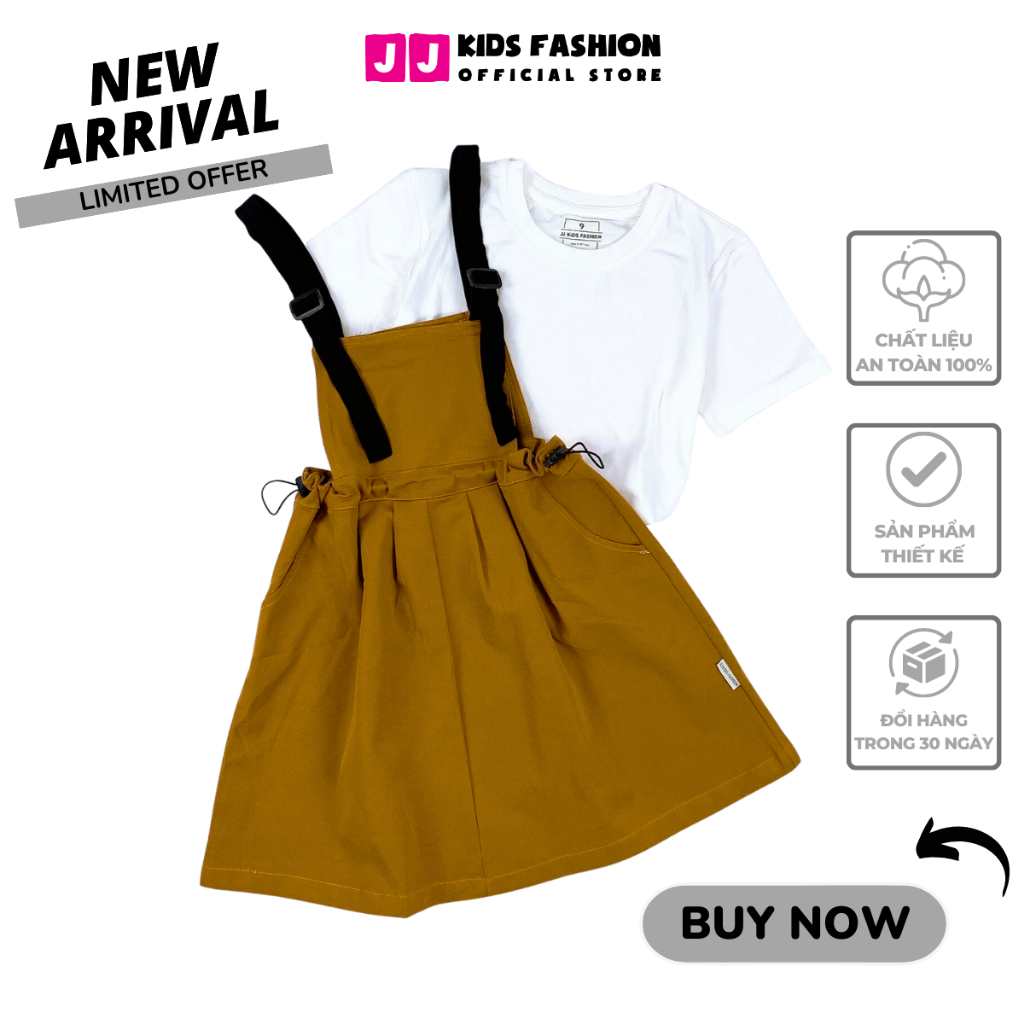 Set váy cho bé gái thiết kế dạng yếm kaki size đại cá tính - JJ Kids