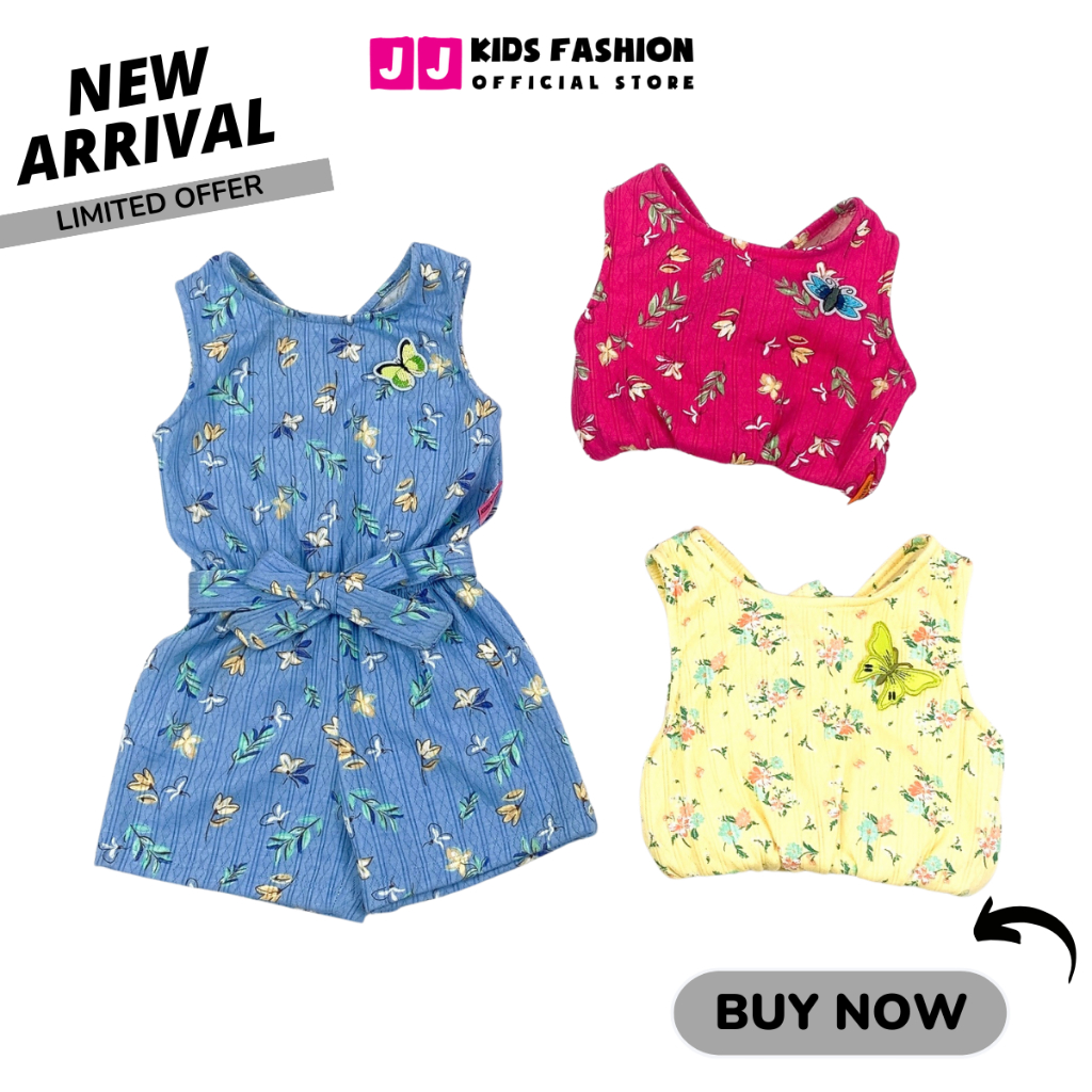 Jumsuit cho bé gái, jumsuit cotton thêu in hoa thoáng mát, thời trang mùa hè mới 2024 | JJ Kids