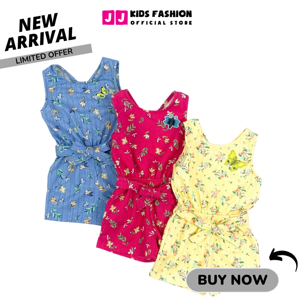 Jumsuit cho bé gái, jumsuit cotton thêu in hoa thoáng mát, thời trang mùa hè mới 2024 | JJ Kids