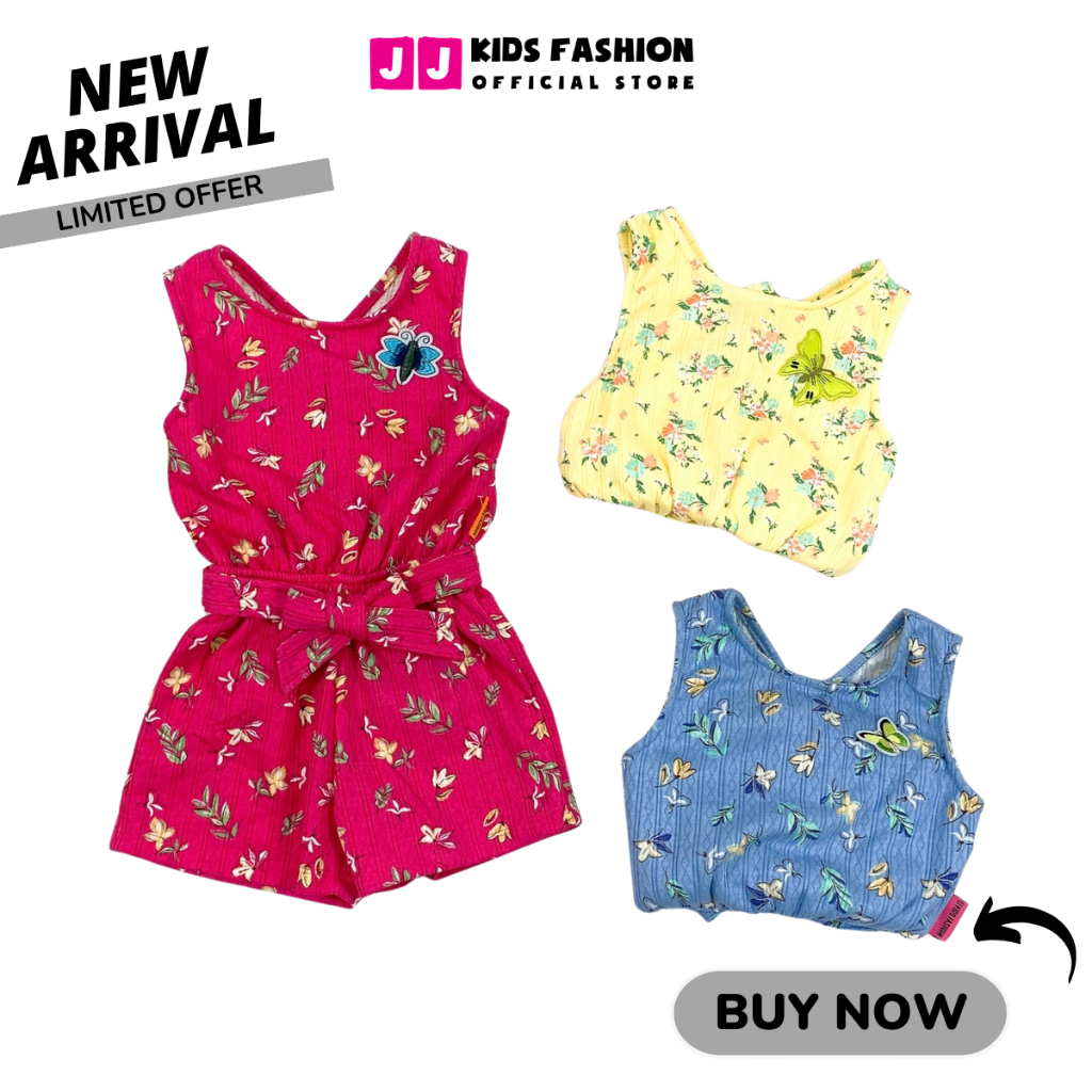 Jumsuit cho bé gái, jumsuit cotton thêu in hoa thoáng mát, thời trang mùa hè mới 2024 | JJ Kids