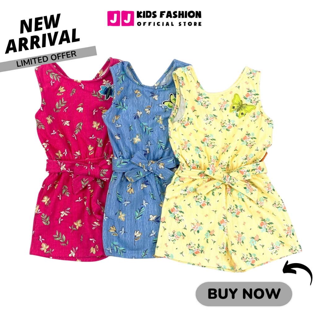 Jumsuit cho bé gái, jumsuit cotton thêu in hoa thoáng mát, thời trang mùa hè mới 2024 | JJ Kids