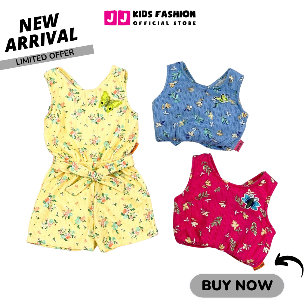 Jumsuit cho bé gái, jumsuit cotton thêu in hoa thoáng mát, thời trang mùa hè mới 2024 | JJ Kids
