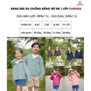 Áo chống nắng trẻ em CARDINA 1 lớp chất thun lạnh aircool nhật bản cao cấp chống tia uv 4NK01