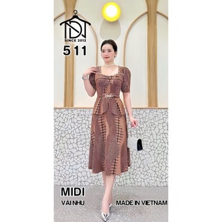 Đầm trung niên dự tiệc sang trọng vải kim tuyến nhũ kim sa đính đá tặng mẹ co giãn tốt bigsize 80kg DN22