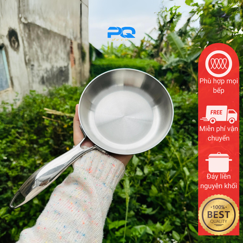 Chảo mini inox 304 Chockmen 14cm nấu đồ ăn dặm cho bé đáy 3 lớp đúc ...