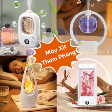 Máy Khuếch Tán Tinh Dầu, Máy Phun Tinh Dầu, Máy Xông Tinh Dầu, Tích Hợp Pin Sạc, 6 Mùi Hương Nước Hoa Tự Nhiên, Đèn Ngủ