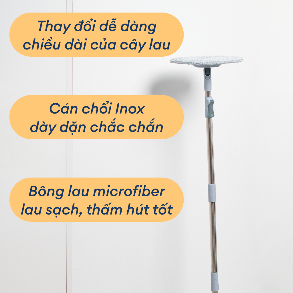 Bộ cây lau nhà tách nước Inochi, tách nước sạch, vắt khô ráo, lau sạch sẽ, đa năng