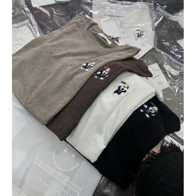 Áo thun from vừa logo thêu chó hàng chuẩn Qc
