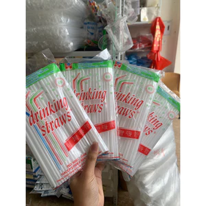 combo 5 goi ống hút nhựa trắng gập dài 20cm
