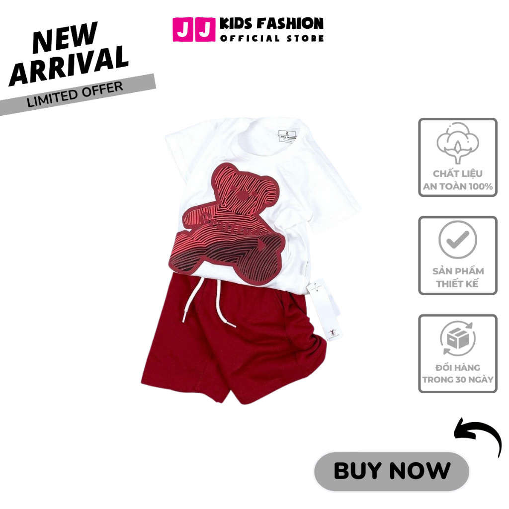 Bộ quần áo bé trai mùa hè JJ Kids chất cotton co giản, thoáng mát cho trẻ em full size