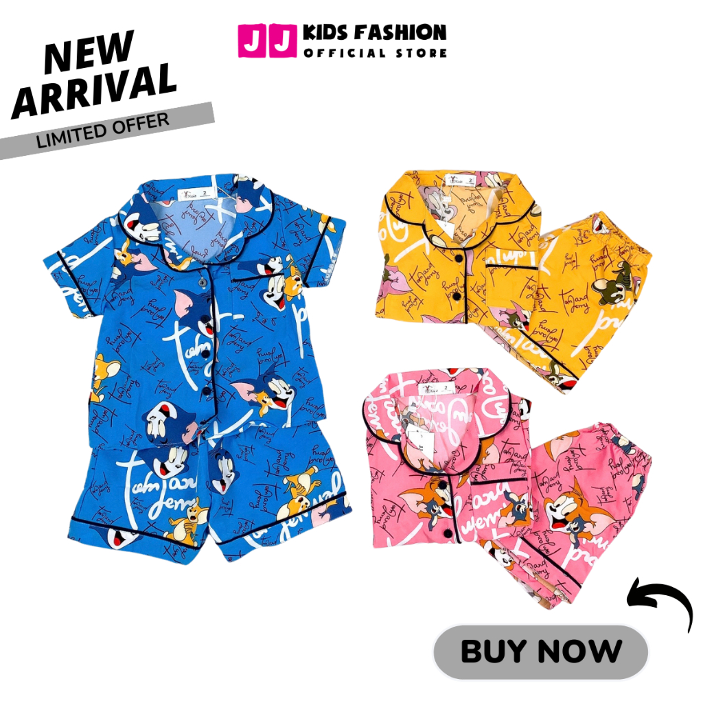 Bộ bé gái mùa hè JJ KIDS Pijama lụa mềm mại, in hình thú dễ thương 2,3,4,5,6,7,8,9,10,11,12 tuổi