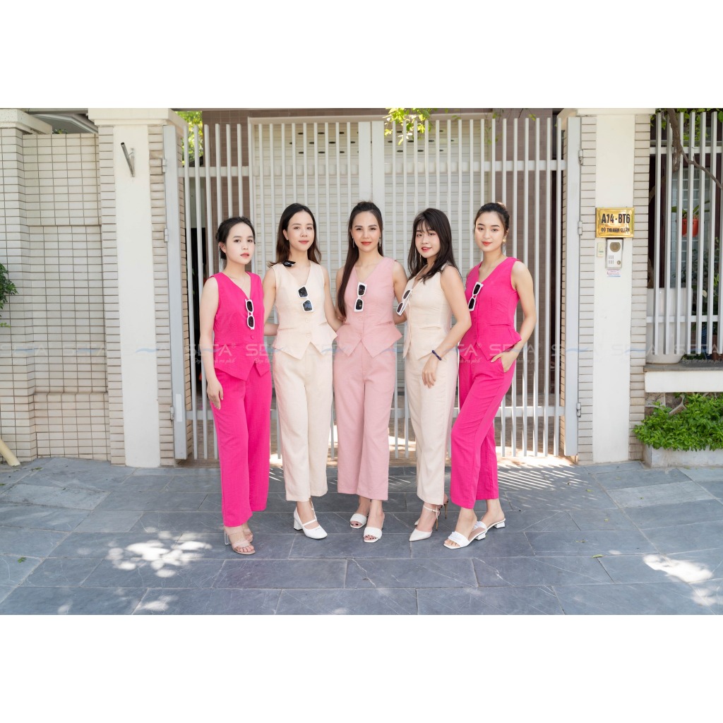Ảnh Sét áo vest sát nách quần ống rộng SEFA set gile hot thiết kế trẻ trung chất liệu siêu thoáng mát 4