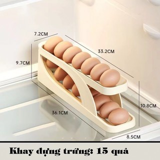 Khay Đựng Trứng,Giá Đựng Trứng Tủ Lạnh Thiết Kế 2 Tầng Thông Minh Tự Lăn Trứng Cao Câp