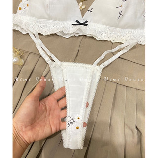 Set đồ lót chất đũi hoa vàng mút mỏng, không gọng - Handmade by Mimi house