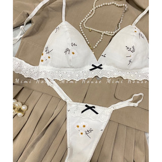 Set đồ lót chất đũi hoa vàng mút mỏng, không gọng - Handmade by Mimi house
