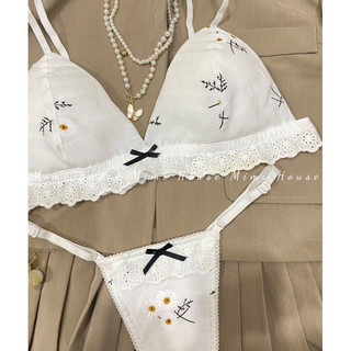 Set đồ lót chất đũi hoa vàng mút mỏng, không gọng - Handmade by Mimi house