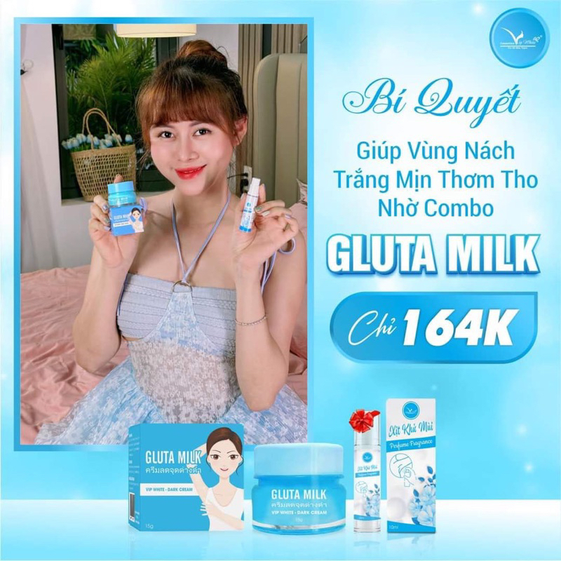 Kem khử thâm nách Gluta Milk Thái Lan (mua 1 tặng 1) VIP White - Kem Giảm Thâm Nách Thâm Mông Date 2024