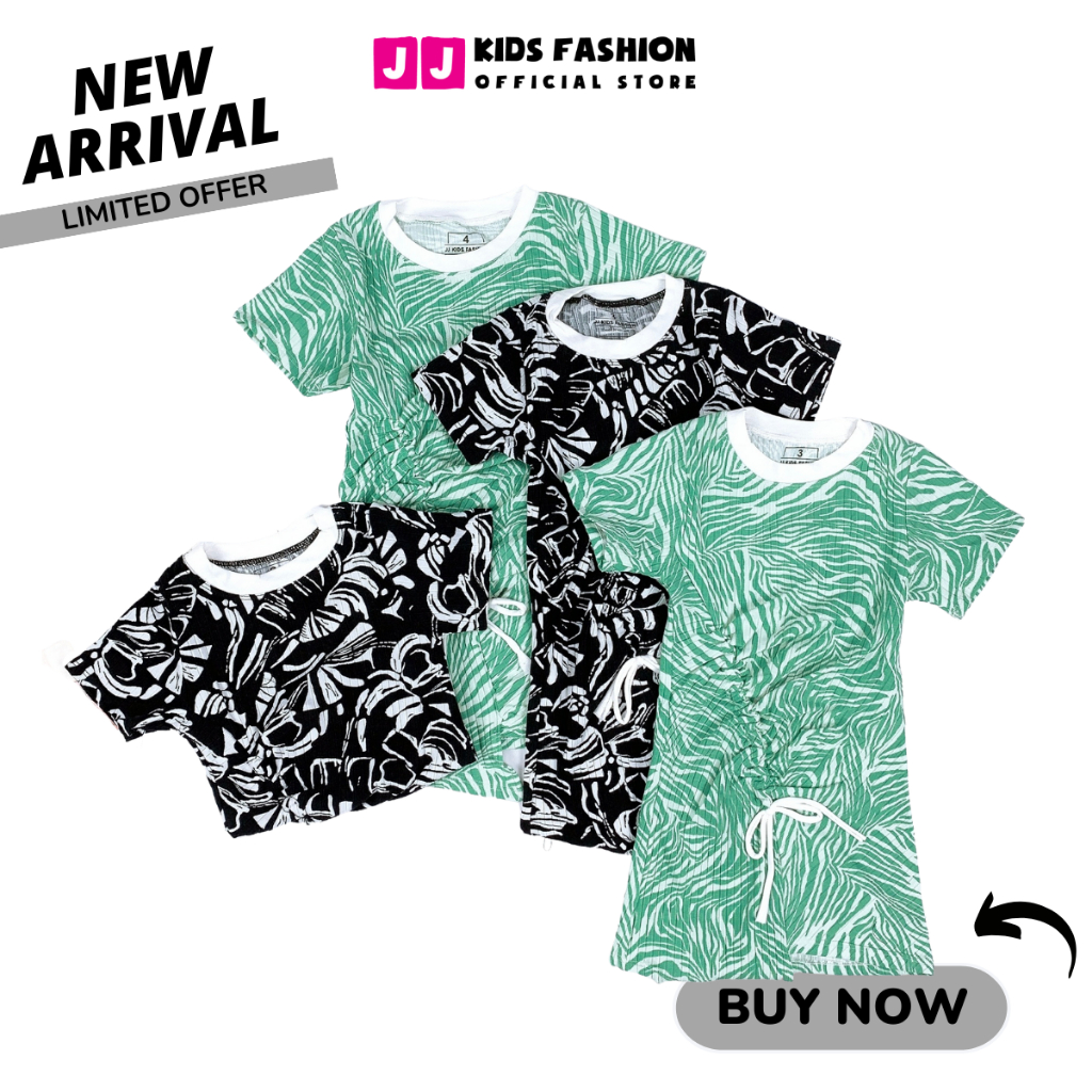 Váy mùa hè cho bé JJ Kids, thun gân, nhún rút dây thời trang cho trẻ em 2 đến 12 tuổi