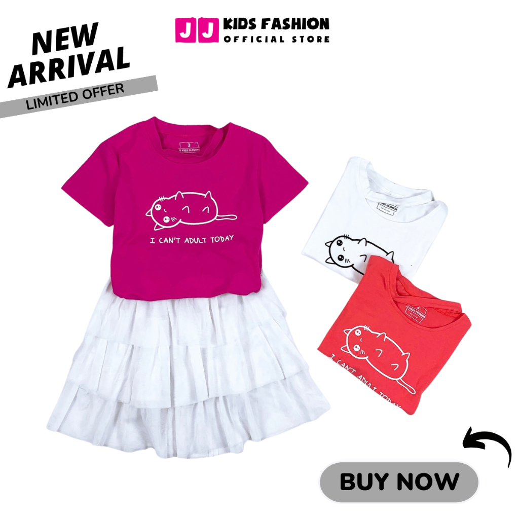 Bộ váy mùa hè cho bé JJ Kids, xếp tầng màu sắc dễ thương đáng yêu cho trẻ em 2 đến 12 tuổi