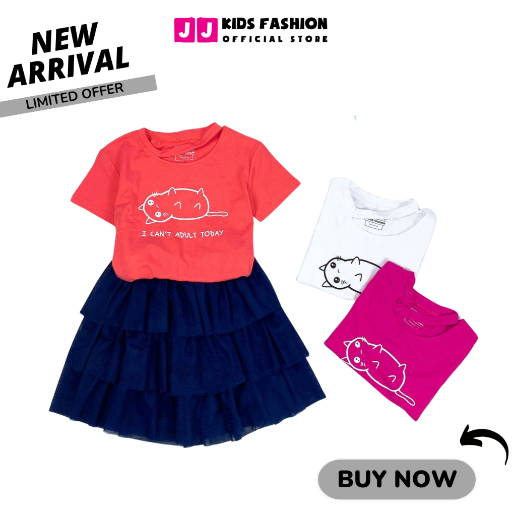 Bộ váy mùa hè cho bé JJ Kids, xếp tầng màu sắc dễ thương đáng yêu cho trẻ em 2 đến 12 tuổi