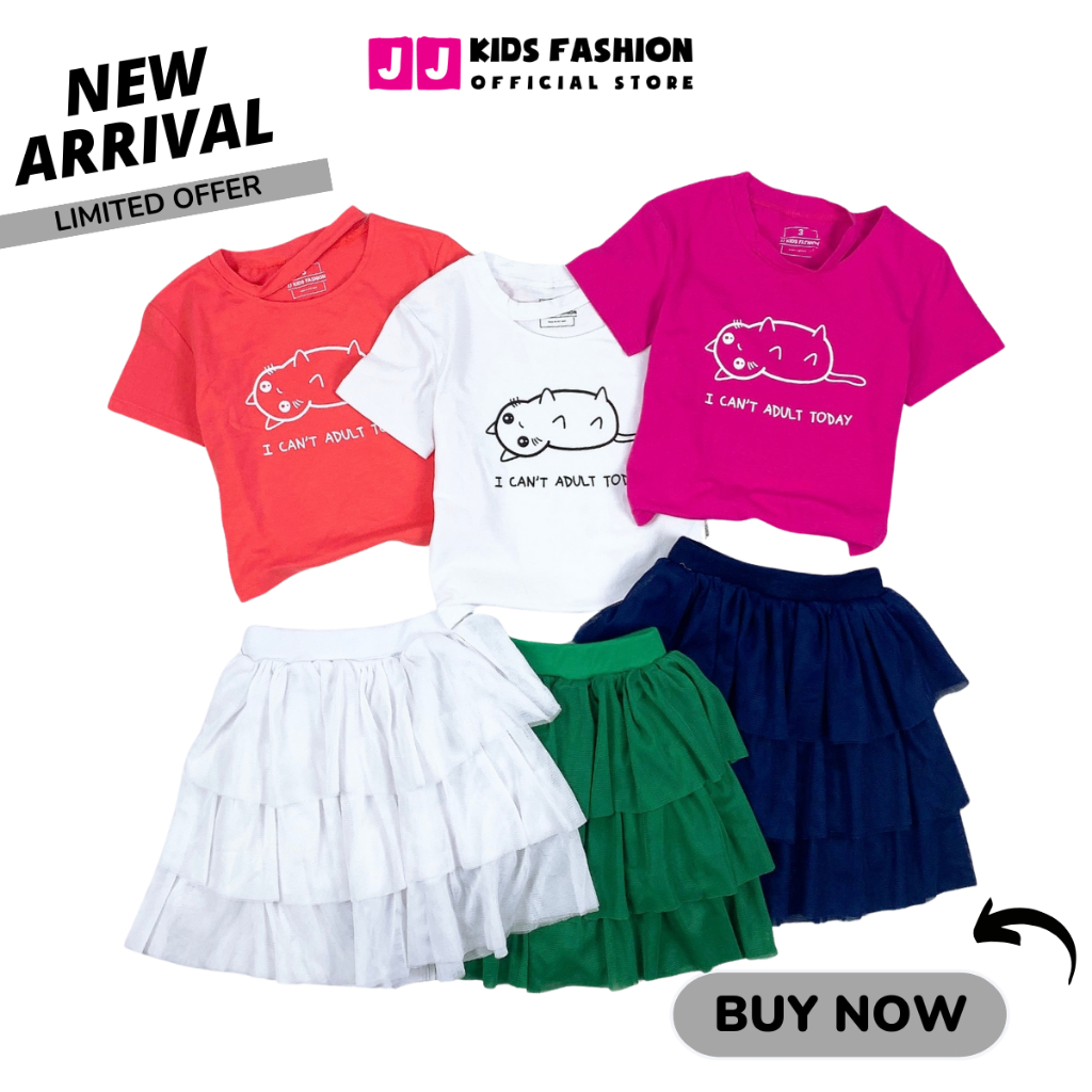 Bộ váy mùa hè cho bé JJ Kids, xếp tầng màu sắc dễ thương đáng yêu cho trẻ em 2 đến 12 tuổi