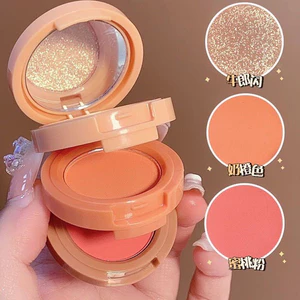 Bảng Phấn Mắt 3 Tầng, Tạo Khối, Bắt Sáng, Má Hồng 3 Màu Kết Hợp Đa Năng Tiện Lợi Kèm Gương Cực Xinh