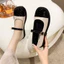 Giày búp bê pha màu vá mũi đế đốc 2cm