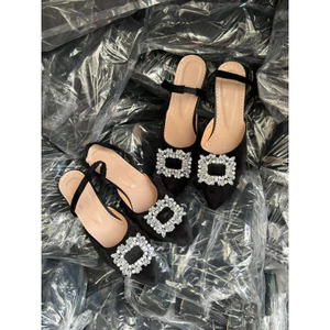 Giày sandal đá vuông BLING quai hậu chun gót vuông 2cm