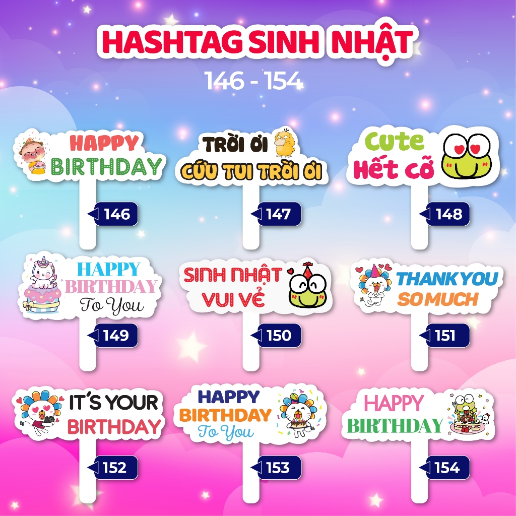 Product image Bảng hashtag cầm tay chụp hình, checkin sinh nhật - MS: 137 - 172 (chất liệu FORMEX 3mm) 1