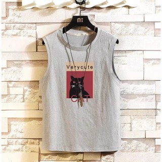 Áo Tank-Top Phối Mèo CAT Very Cute Phong Cách Trẻ Trung Nhẹ Nhàng, Chất vải Cotton Khô Mát Mẻ