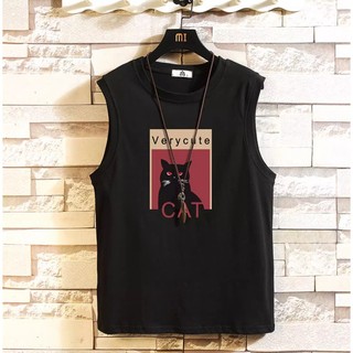 Áo Tank-Top Phối Mèo CAT Very Cute Phong Cách Trẻ Trung Nhẹ Nhàng, Chất vải Cotton Khô Mát Mẻ