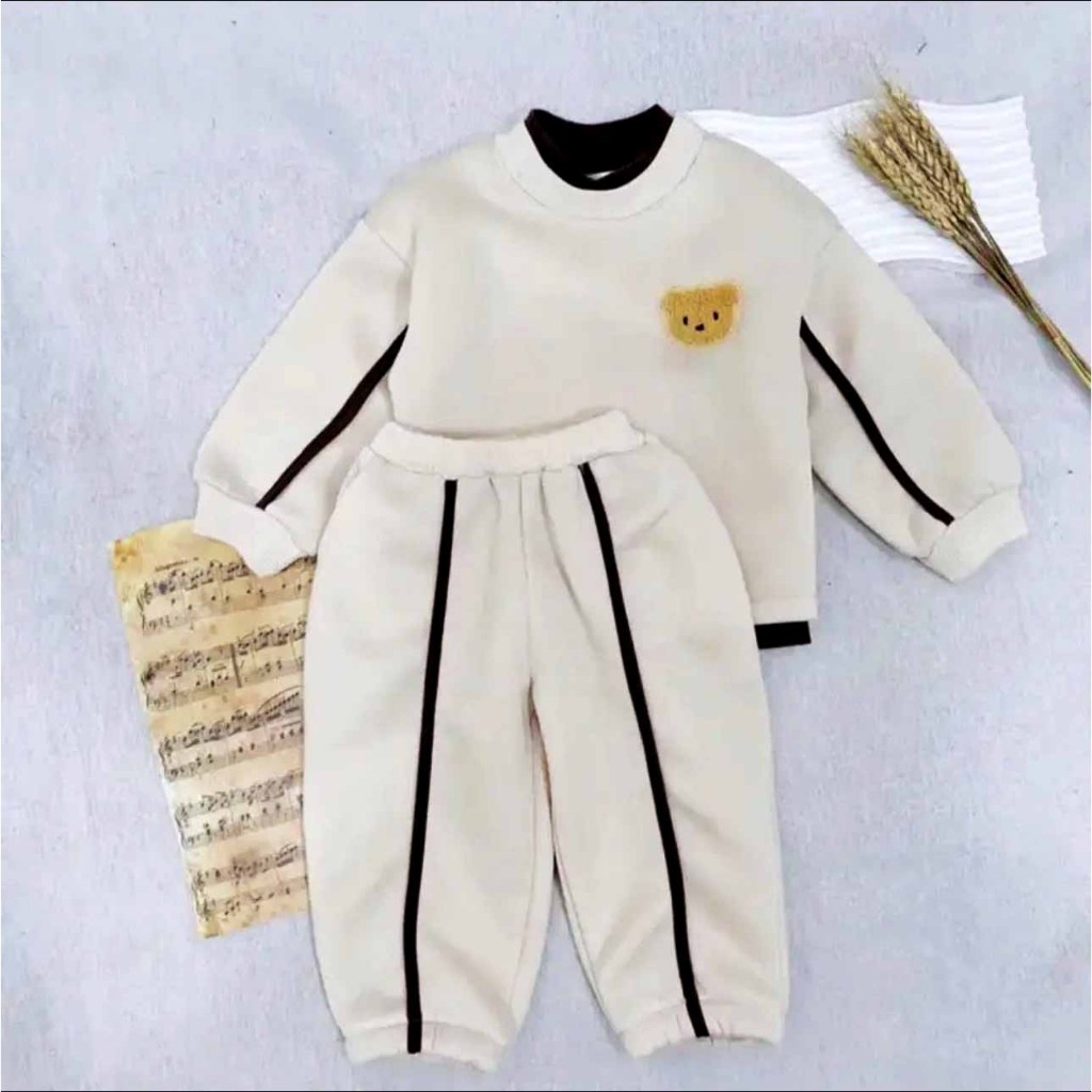 Sét Bộ Quần+Áo Dài Tay HEYBOOBII In Gấu Đáng Yêu Cho Bé , Chất Nỉ Bông Cao Cấp - unisex SSL