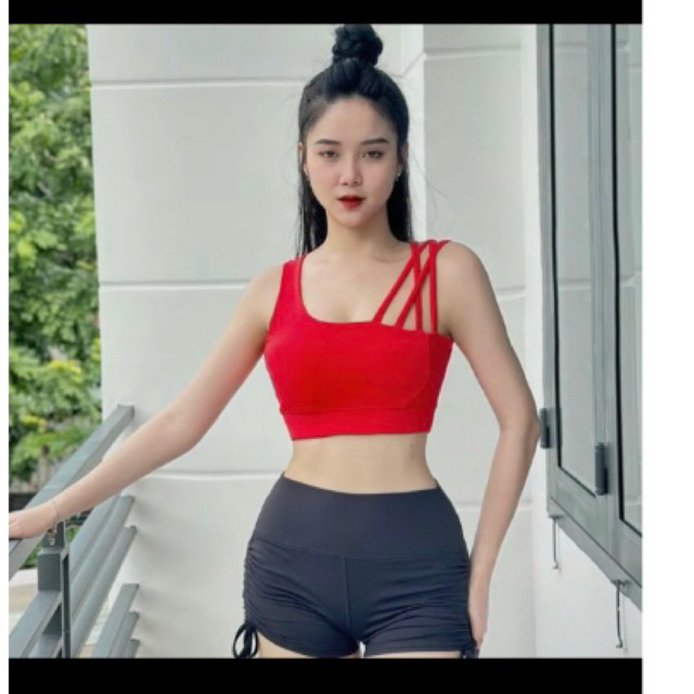 Áo tập gym , yoga, áo tập erobic, zumba , áo bra đan dây 1 bên vai mặc được 2 kiểu siêu đẹp