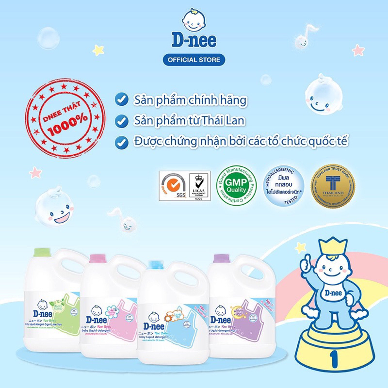 Nước giặt Dnee chính hãng NỘI ĐỊA 2800ml cho trẻ em sơ sinh hương thơm trái cây dịu nhẹ an toàn cho da