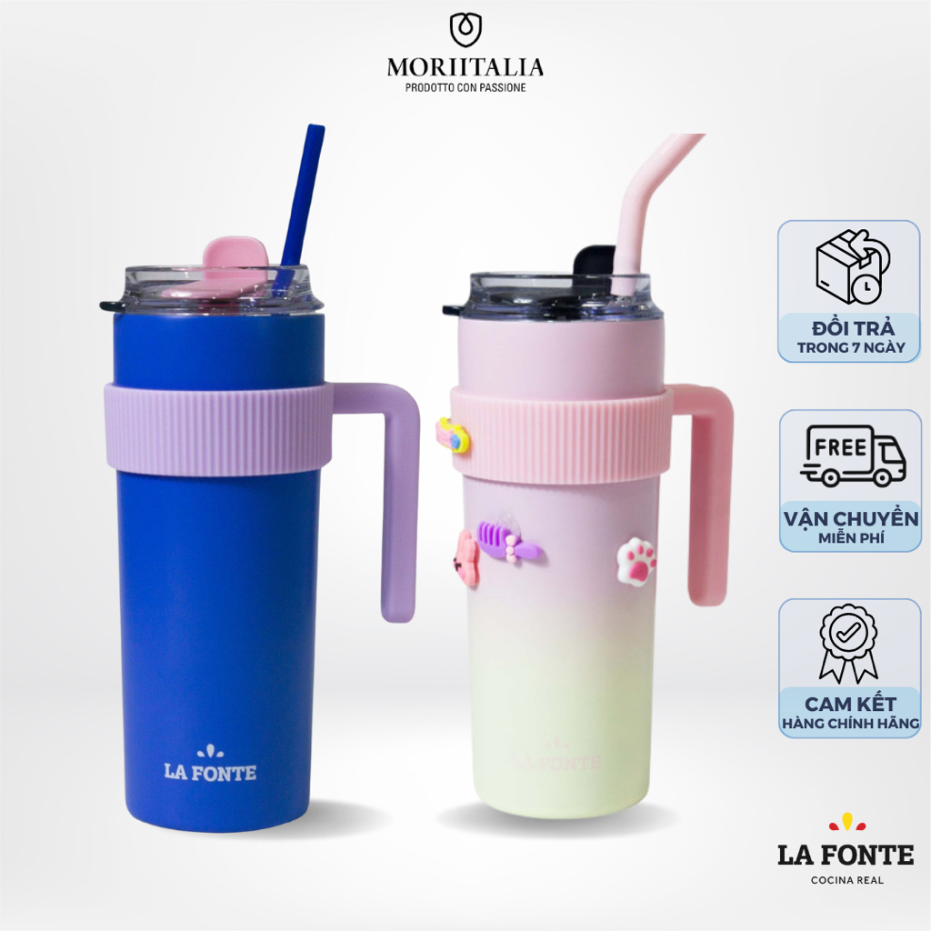 Ảnh Ly giữ nhiệt La Fonte Sticker 600ml Kèm Ống Hút 012294, Chất liệu thép không gỉ (SUS304) 2