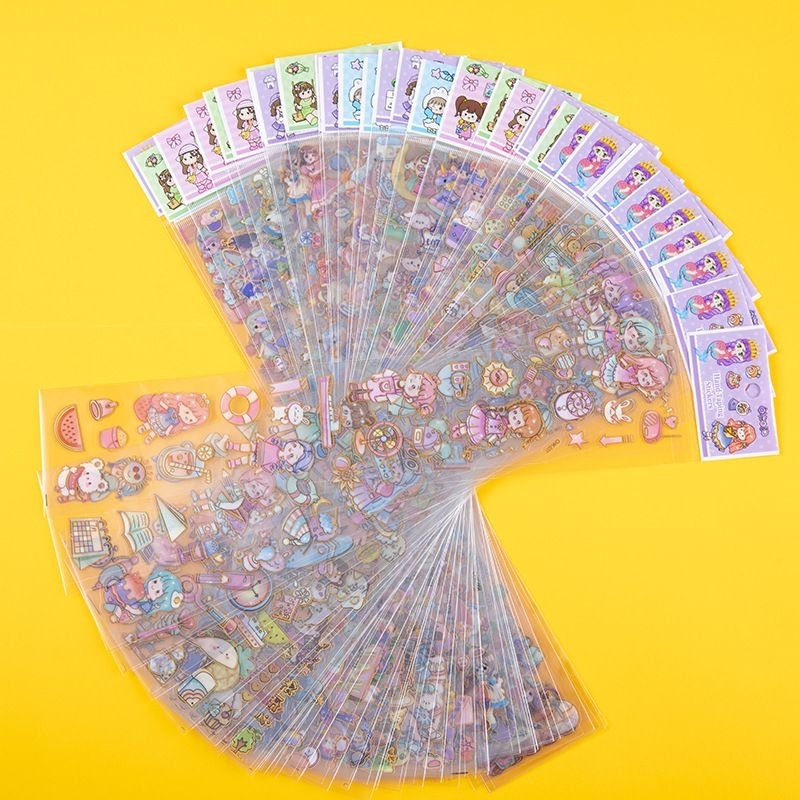Sticker dài chủ đề cô bé cute nhãn dán trang trí sổ cốc nước đồ dùng ...