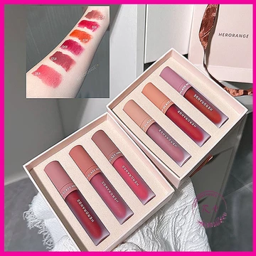 Set 3 Cây Son Kem Lì Herorange Fluffy Lip Glaze chất son siêu mịn Cao Cấp + Quà Tặng Buột Tóc Màu Ngẫu Nhiên
