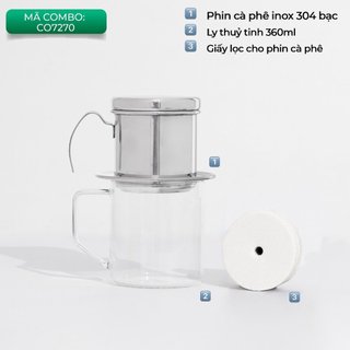 Volcano Bộ combo pha phin truyền thống inox 304 Cafede Kona