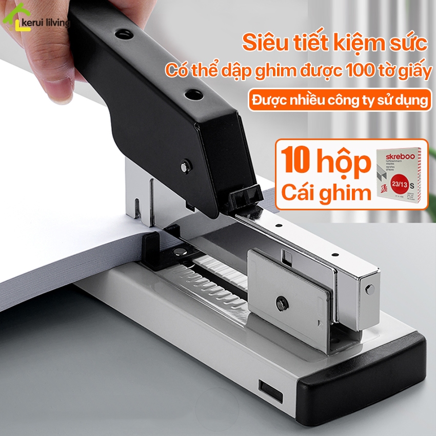 Ghim bấm MILADA đóng sấp giấy dày, dập ghim loại lớn, ghim đóng sách ...