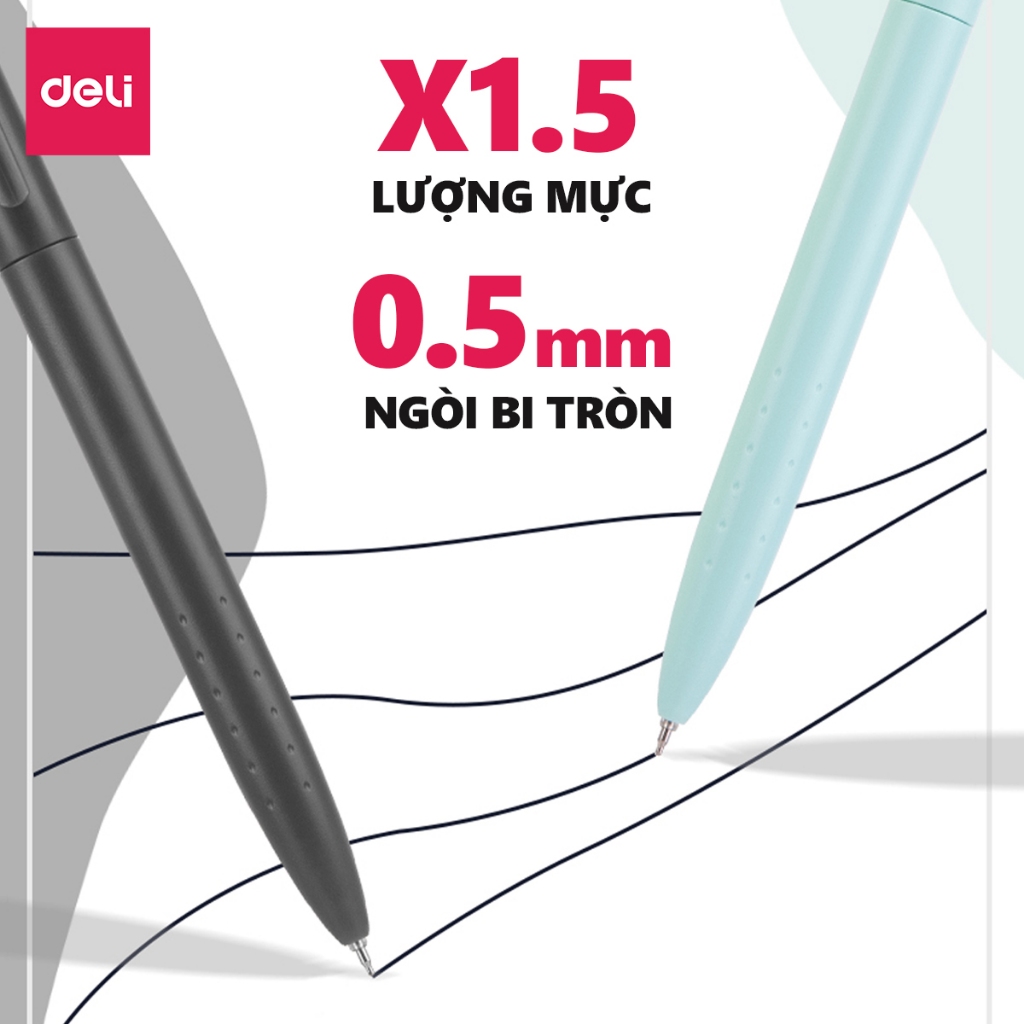 Bút Gel Mực Đen Dạng Xoay Tiện Lợi Chính Hãng Deli - Mực Nhanh Khô - Nét Trơn Tru - Ngòi Bi 0.5mm