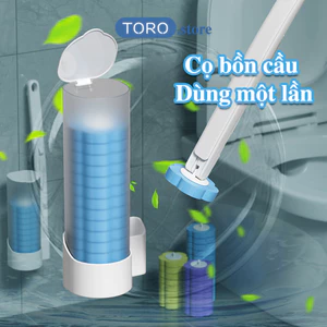 Bộ cọ vệ sinh dùng một lần xoay 360 độ thế hệ mới có đầu thay thế, cọ toilet gắn tường tiện lợi không cần khoan
