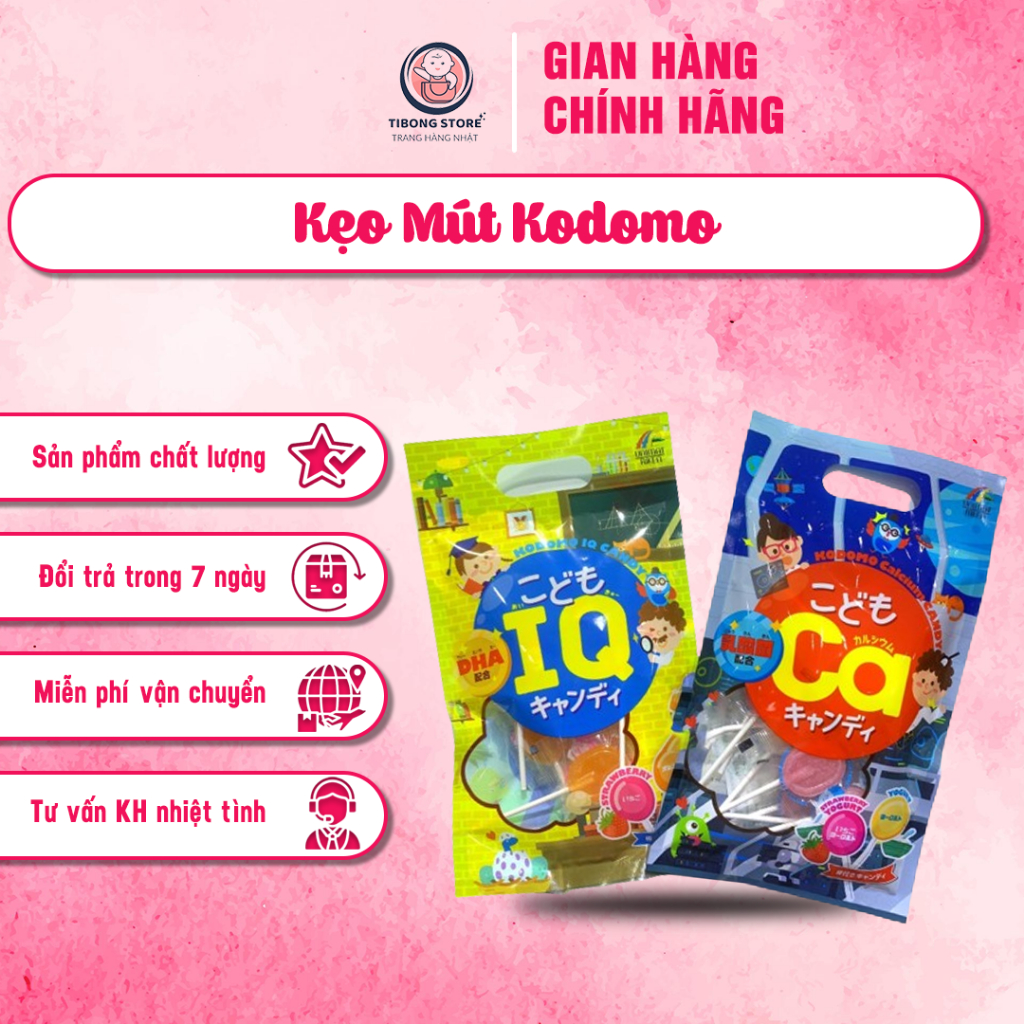 Kẹo Mút Kodomo - Kẹo Mút Cho Bé TiBong Store IQ/CA Ngọt Thanh Hương Trái Cây Bổ Sung Chất DHA Nhật Bản