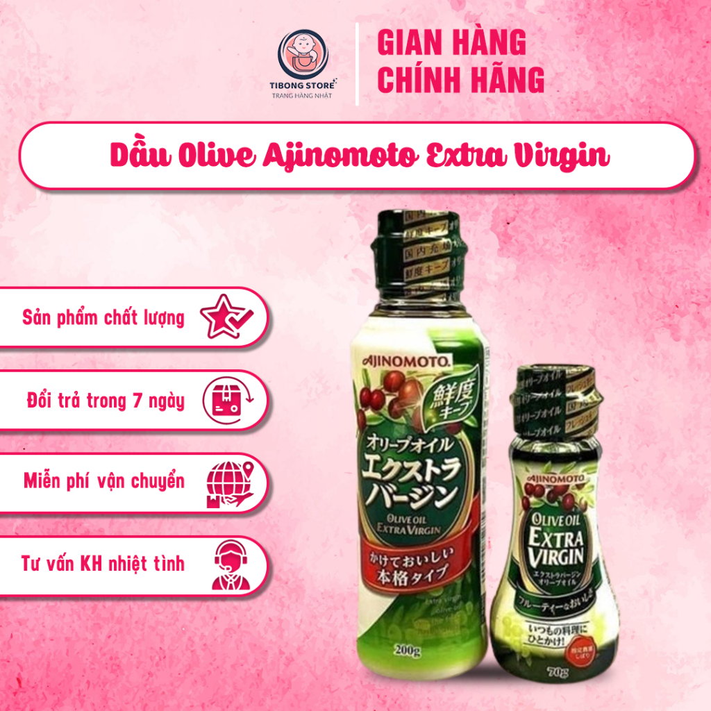 (70ml) Dầu Olive Ajinomoto Extra Virgin Nhật Bản - Dầu Ăn Dặm Cho Bé TiBong Store Tốt Cho Tim Mạch Và Trí Não