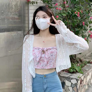 Áo Khoác Ren Croptop mỏng- Áo Khoác Ren Hoa chống nắng mùa hè m941