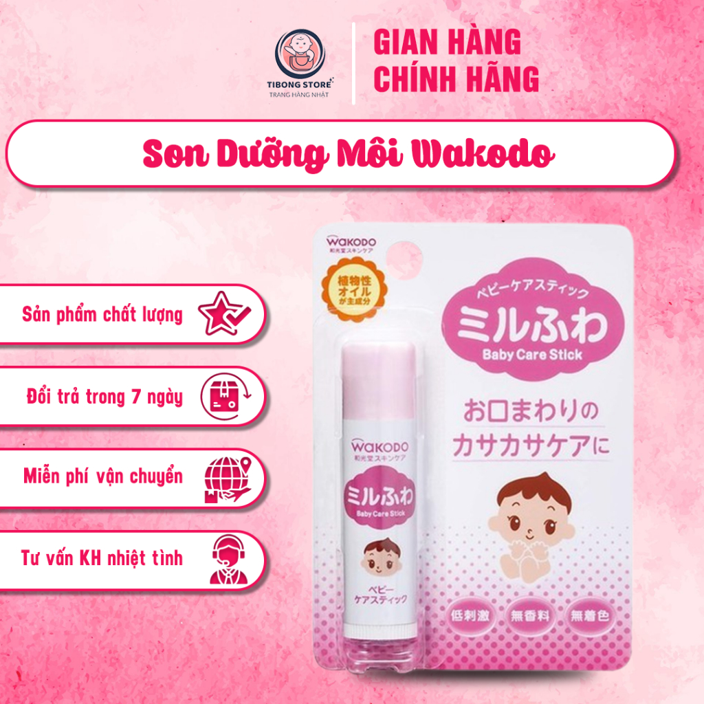 Son Dưỡng Môi Wakodo - Son Dưỡng Cho Bé TiBong Store Đến Từ Nhật bản Độ Tuổi Từ 0 Tháng An Toàn Cho Da Bé
