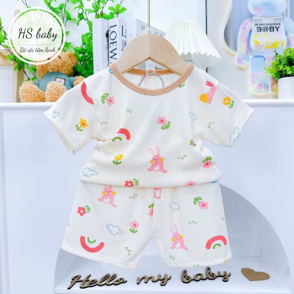 Bộ quần áo cộc tay TĂM LẠNH họa tiết thú đáng yêu cho bé trai bé gái 5-15kg mesocshop